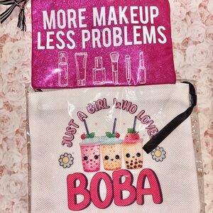 Pink Makeup Pouch with Fun Quote